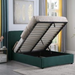 Amelia King Size Ottoman Green Fabric Frame