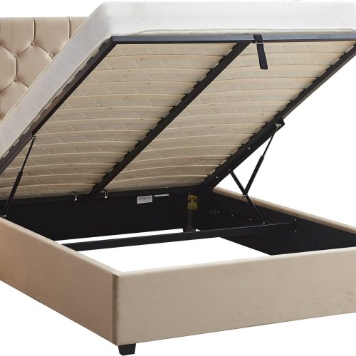 Madison King Size Ottoman Frame in Fawn Velvet