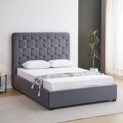 Madison King Size Ottoman Frame in Grey Velvet
