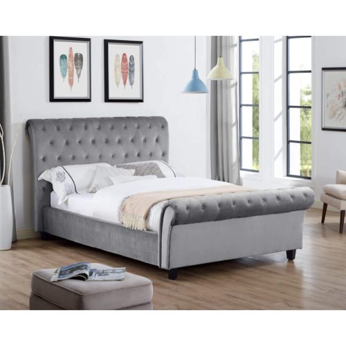 Casablanca (Serenity) Crushed Velvet Double Bed Grey
